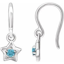 Load image into Gallery viewer, Sterling Silver 3 mm Round March Youth Star Birthstone Earrings
