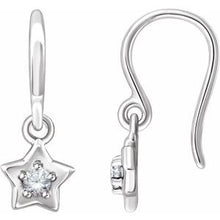 Load image into Gallery viewer, Sterling Silver 3 mm Round April Youth Star Birthstone Earrings
