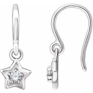 Sterling Silver 3 mm Round April Youth Star Birthstone Earrings