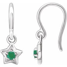 Load image into Gallery viewer, Sterling Silver 3 mm Round May Youth Star Birthstone Earrings
