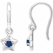 Load image into Gallery viewer, Sterling Silver 3 mm Round September Youth Star Birthstone Earrings
