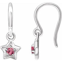 Load image into Gallery viewer, Sterling Silver 3 mm Round October Youth Star Birthstone Earrings
