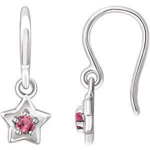 Sterling Silver 3 mm Round October Youth Star Birthstone Earrings