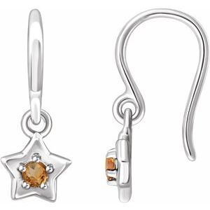 Sterling Silver 3 mm Round November Youth Star Birthstone Earrings