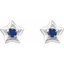 Load image into Gallery viewer, Sterling Silver 3 mm Round September Youth Star Birthstone Earrings
