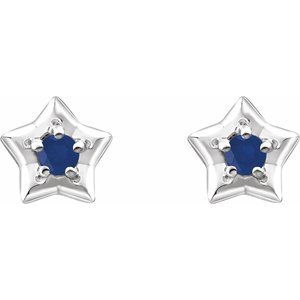 Sterling Silver 3 mm Round September Youth Star Birthstone Earrings