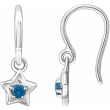 Load image into Gallery viewer, Sterling Silver 3 mm Round December Youth Star Birthstone Earrings
