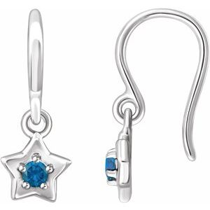 Sterling Silver 3 mm Round December Youth Star Birthstone Earrings