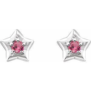 Sterling Silver 3 mm Round October Youth Star Birthstone Earrings