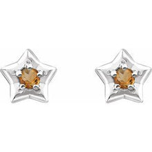 Load image into Gallery viewer, Sterling Silver 3 mm Round November Youth Star Birthstone Earrings
