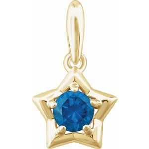 14K Yellow 3 mm Round December Youth Star Birthstone Pendant