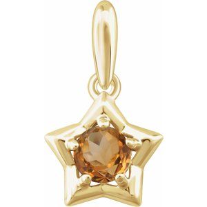 14K Yellow 3 mm Round November Youth Star Birthstone Pendant