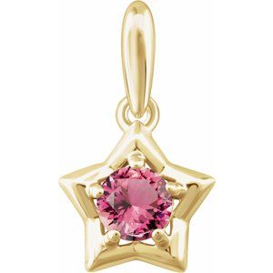 14K Yellow 3 mm Round October Youth Star Birthstone Pendant