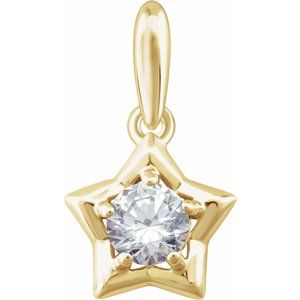 14K Yellow 3 mm Round April Youth Star Birthstone Pendant