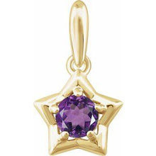 Load image into Gallery viewer, 14K Yellow 3 mm Round February Youth Star Birthstone Pendant

