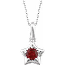Load image into Gallery viewer, Sterling Silver 3 mm Round January Youth Star Birthstone 15&quot; Necklace
