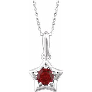 Sterling Silver 3 mm Round January Youth Star Birthstone 15