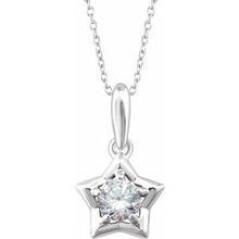 Load image into Gallery viewer, Sterling Silver 3 mm Round April Youth Star Birthstone 15&quot; Necklace

