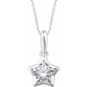 Sterling Silver 3 mm Round April Youth Star Birthstone 15