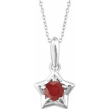 Load image into Gallery viewer, Sterling Silver 3 mm Round July Youth Star Birthstone 15&quot; Necklace
