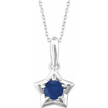 Load image into Gallery viewer, Sterling Silver 3 mm Round September Youth Star Birthstone 15&quot; Necklace
