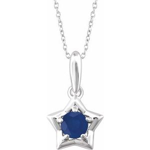 Sterling Silver 3 mm Round September Youth Star Birthstone 15