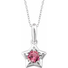 Load image into Gallery viewer, Sterling Silver 3 mm Round October Youth Star Birthstone 15&quot; Necklace
