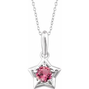 Sterling Silver 3 mm Round October Youth Star Birthstone 15