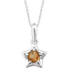 Load image into Gallery viewer, Sterling Silver 3 mm Round November Youth Star Birthstone 15&quot; Necklace
