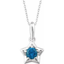 Load image into Gallery viewer, Sterling Silver 3 mm Round December Youth Star Birthstone 15&quot; Necklace
