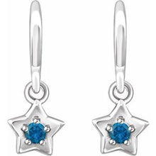 Load image into Gallery viewer, Sterling Silver 3 mm Round December Youth Star Birthstone Earrings
