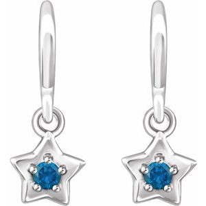 Sterling Silver 3 mm Round December Youth Star Birthstone Earrings