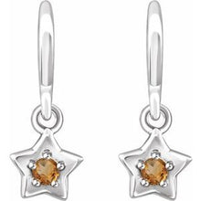 Load image into Gallery viewer, Sterling Silver 3 mm Round November Youth Star Birthstone Earrings
