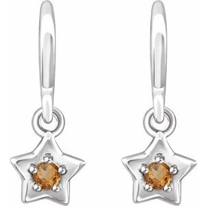 Sterling Silver 3 mm Round November Youth Star Birthstone Earrings