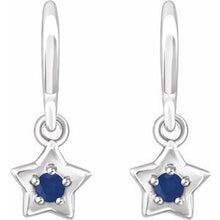 Load image into Gallery viewer, Sterling Silver 3 mm Round September Youth Star Birthstone Earrings
