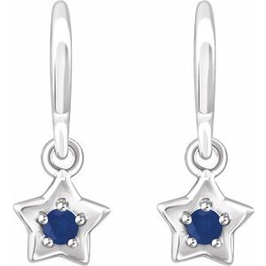 Sterling Silver 3 mm Round September Youth Star Birthstone Earrings