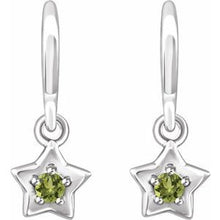 Load image into Gallery viewer, Sterling Silver 3 mm Round August Youth Star Birthstone Earrings
