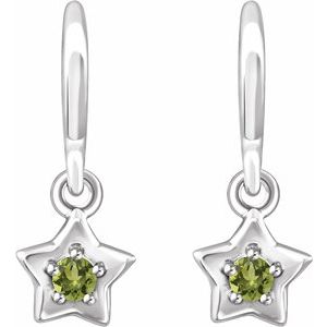 Sterling Silver 3 mm Round August Youth Star Birthstone Earrings