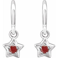 Load image into Gallery viewer, Sterling Silver 3 mm Round July Youth Star Birthstone Earrings
