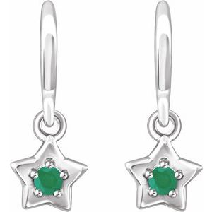 Sterling Silver 3 mm Round May Youth Star Birthstone Earrings