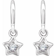 Load image into Gallery viewer, Sterling Silver 3 mm Round April Youth Star Birthstone Earrings
