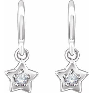 Sterling Silver 3 mm Round April Youth Star Birthstone Earrings