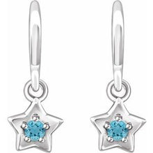 Load image into Gallery viewer, Sterling Silver 3 mm Round March Youth Star Birthstone Earrings
