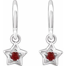 Load image into Gallery viewer, Sterling Silver 3 mm Round January Youth Star Birthstone Earrings
