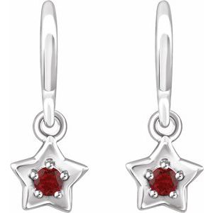 Sterling Silver 3 mm Round January Youth Star Birthstone Earrings