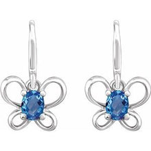 Load image into Gallery viewer, Sterling Silver 4x3 mm Oval December Youth Butterfly Birthstone Earrings
