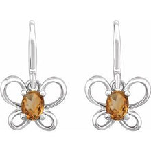 Load image into Gallery viewer, Sterling Silver 4x3 mm Oval November Youth Butterfly Birthstone Earrings
