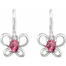 Load image into Gallery viewer, Sterling Silver 4x3 mm Oval October Youth Butterfly Birthstone Earrings
