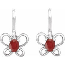 Load image into Gallery viewer, Sterling Silver 4x3 mm Oval July Youth Butterfly Birthstone Earrings
