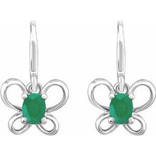 Load image into Gallery viewer, Sterling Silver 4x3 mm Oval May Youth Butterfly Birthstone Earrings
